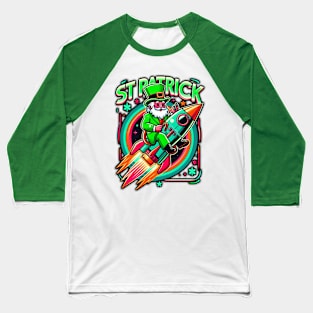 Rocketing Rainbow Leprechaun Baseball T-Shirt